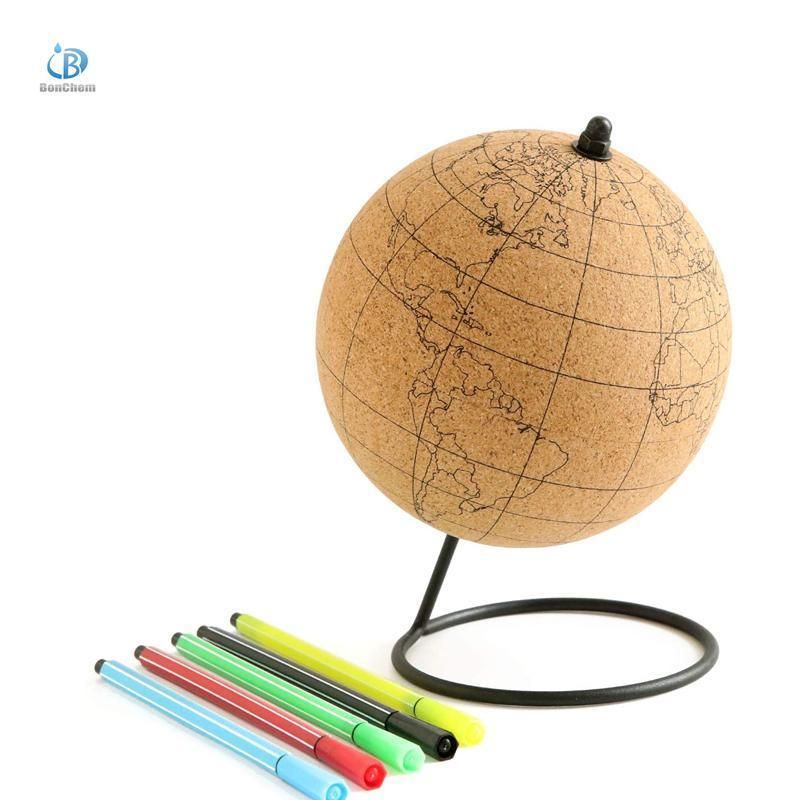 2022 New Design Cork World Globe with Metal Base