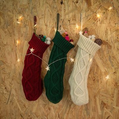 Large Size Knitted Socks for Christmas Gift Home Decoration Candy Bag Christmas Socks