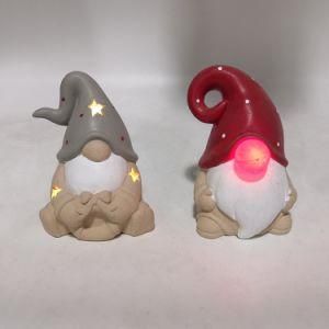 Santa Claus Ceramic Animal Figure Ornaments with LED Lights