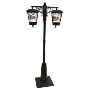 BSCI Factory Seasonal Black Big Size Rainproof Noel Double Lanterns Musical LED Christmas Street Lamp Post with Snow Function