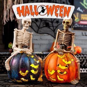 Wholesale Resin Craft Polyresin Skull Pumpkin Figurine