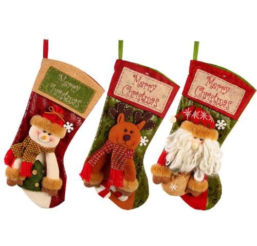 Wholesale Children Gift Stockings 3D Kids Festival Decoration Santa Claus Christmas Socks