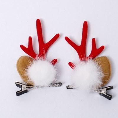 2022 New Design Christmas Decoration Deer Horn Clip Decoration Girl Children Party Hair Clip