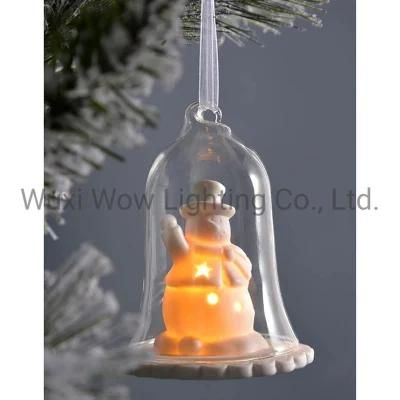 Lantern Christmas Decoration Glass 11 Cm - White - Snowman - Clear