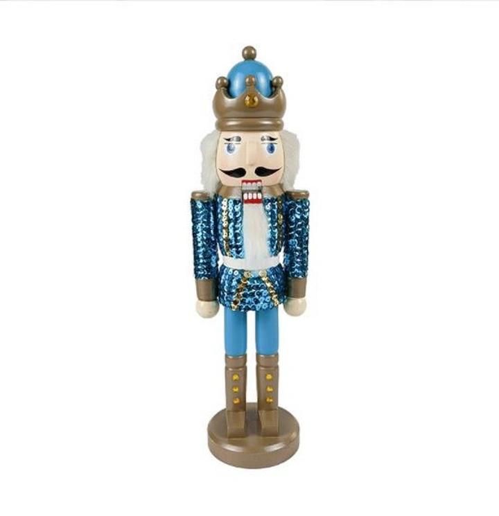 2022 Wholesale Christmas Decorations Wooden Candy Series Nutcracker King Soldier 35cm Set of Three Desktop Decoration Nutcracker