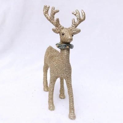 Artificial Christmas Glitter Deer with Ornaments Decorate Hot Sale