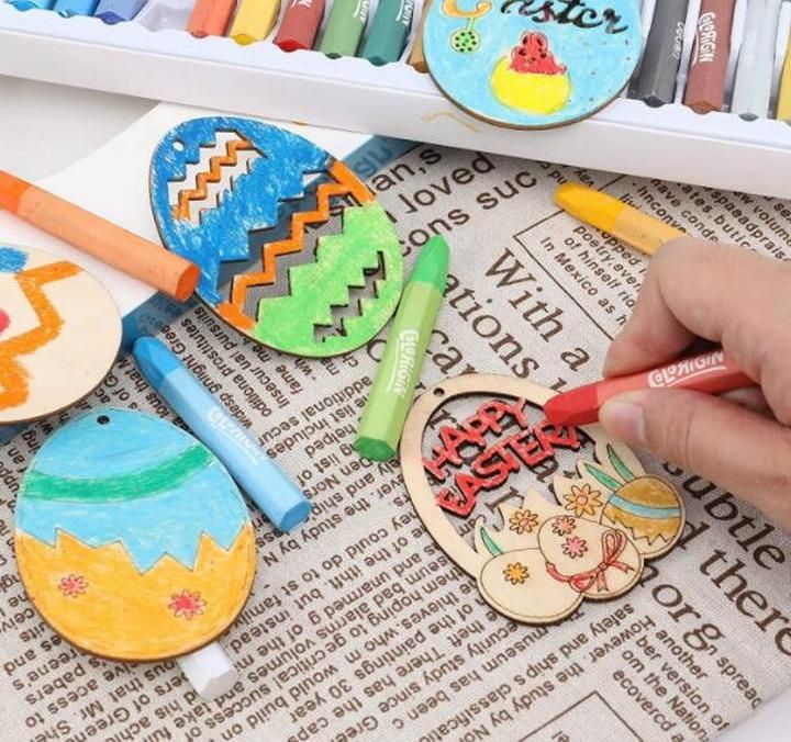 DIY Wooden Egg Design Wooden Christmas Ornaments Kids Crafts Hanging Ornaments Xmas Decoration Easter Blank Wood to Paint