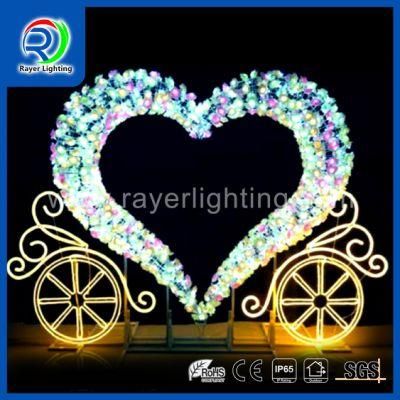 Wedding Decoration LED Motif Light LED Heart Lighting with Rose Flower