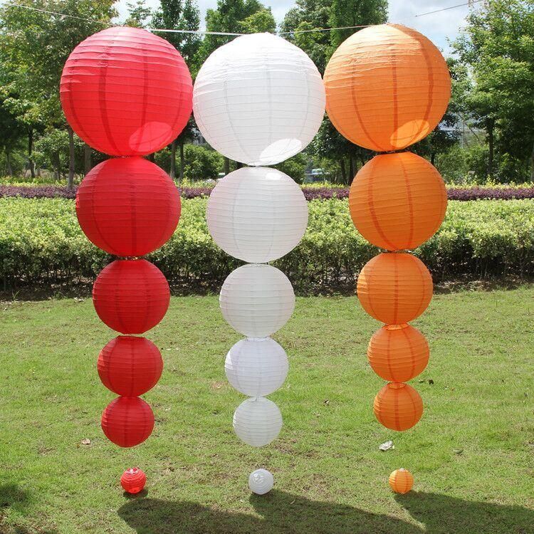 Factory Wholesale Spot 30 Colors Decorative Round Chinese Paper Lanterns 10 Big Size Assorted Sizes Paper Lanterns for Wedding Birthday Bridal Baby Shower