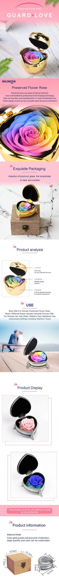 Amazon Metal Box Eternal Preserved Forever Longlasting Rose Flower Gift for Her Valentine′s Day, Christmas, Birthday, Anniversary