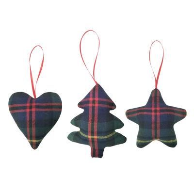 Plaid Star Tree Heart Custom Tree Decoration Set Wholesale Christmas Ornaments