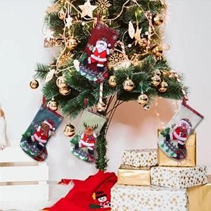 Christmas Stockings 12.2′′ Large Size Xmas Stockings Decorations 3D Santa Snowman Reindeer Bear Xmas Character Stockings Decorations for Family Holiday Christma