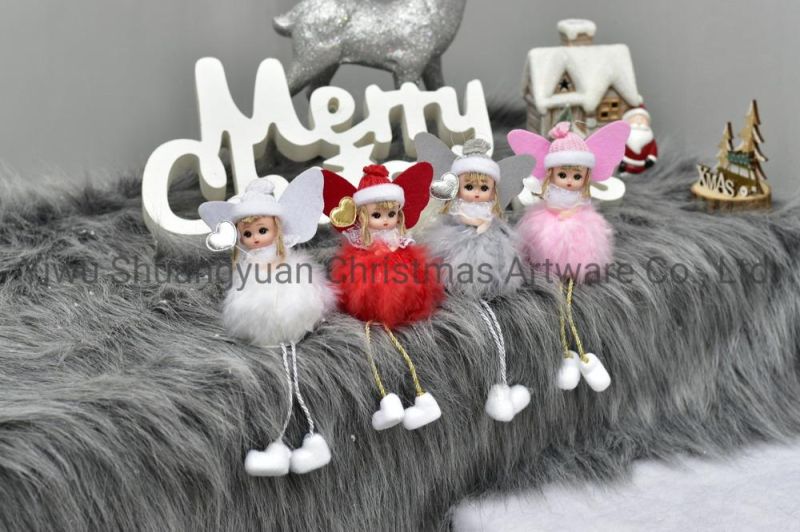 Stock New Design High Sales Christmas Plush Angel for Holiday Wedding Party Decoration Supplies Hook Ornament Craft Gifts