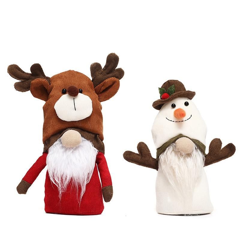 Amazon′ S New Cross-Border Christmas Decorations, Two-Headed Rudolph Figures, Snowman Dolls, Window Dressing Ornaments