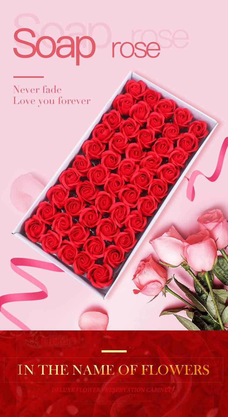 Factory Wholesale 3 Layers Refresh DIY Valentine′s Day Rose Flower Heads Soap Flower