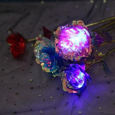 LED Enchanted Galaxy Rose Eternal 24K Gold Foil Flower with Fairy String Lights in Dome for Christmas Valentine&prime;s Day Gift