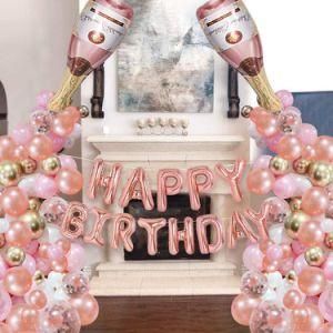 Amazon Hot Sale Pink Wine Bottle Aluminum Film Balloon Birthday Party Balloon Garland