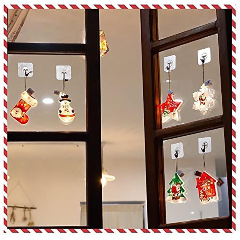 Christmas Tree Large Ornament Light, Decorative Hanging Ornaments, 6PCS Christmas Lighted Window Decorations LED Xmas Tree Lights 3D Light Ornaments