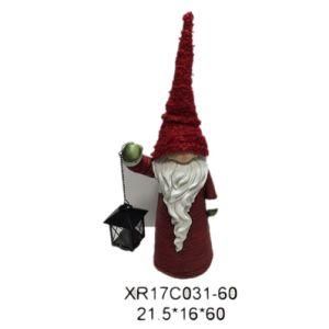Resin Craft Christmas Decoration Polyresin Gnome with Candle Holder