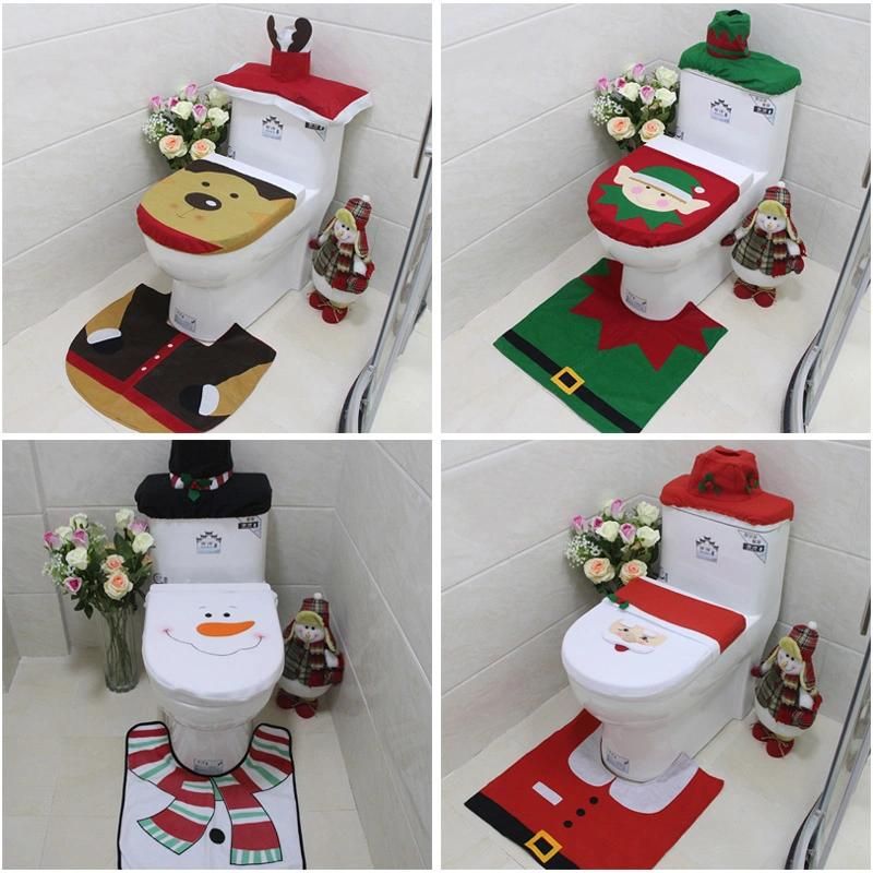 Santa Claus Toilet Seat Cover Christmas Decorations for Home Bathroom