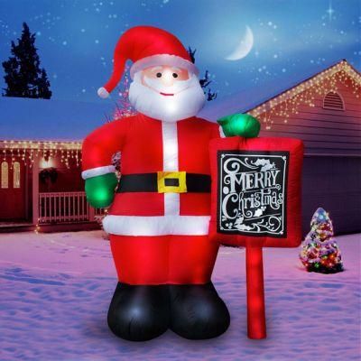 10 FT Tall Santa Clause with Merry Christmas Sign Inflatable Outdoor Yard Decoration