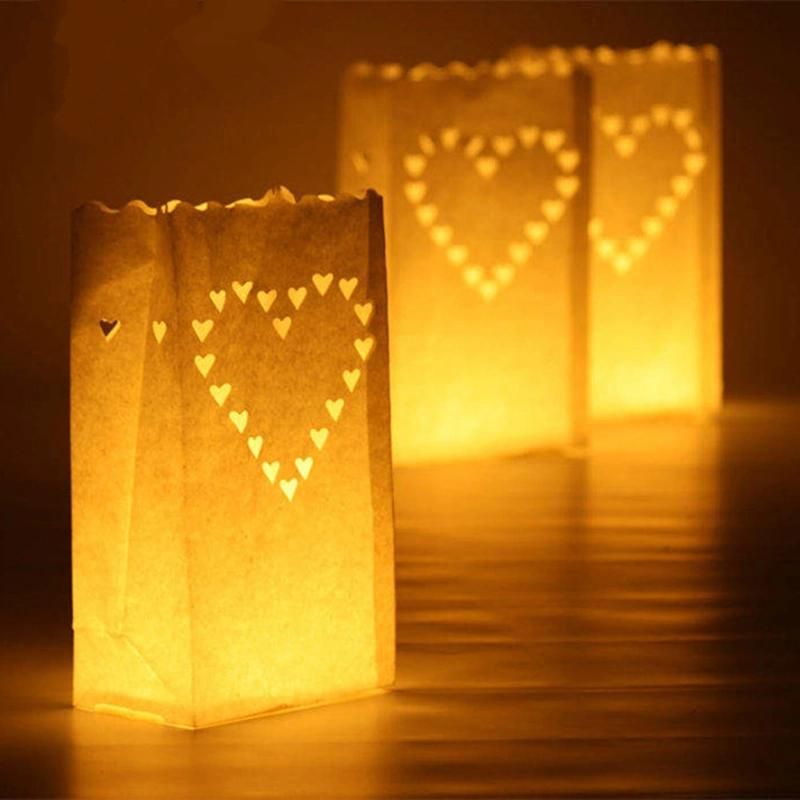 Candle Bags with Happy Birthday, Intvn Lantern Paper Bags Candle Luminary Bags Flame Resistant Paper Bags, "Happy Birthday" Design