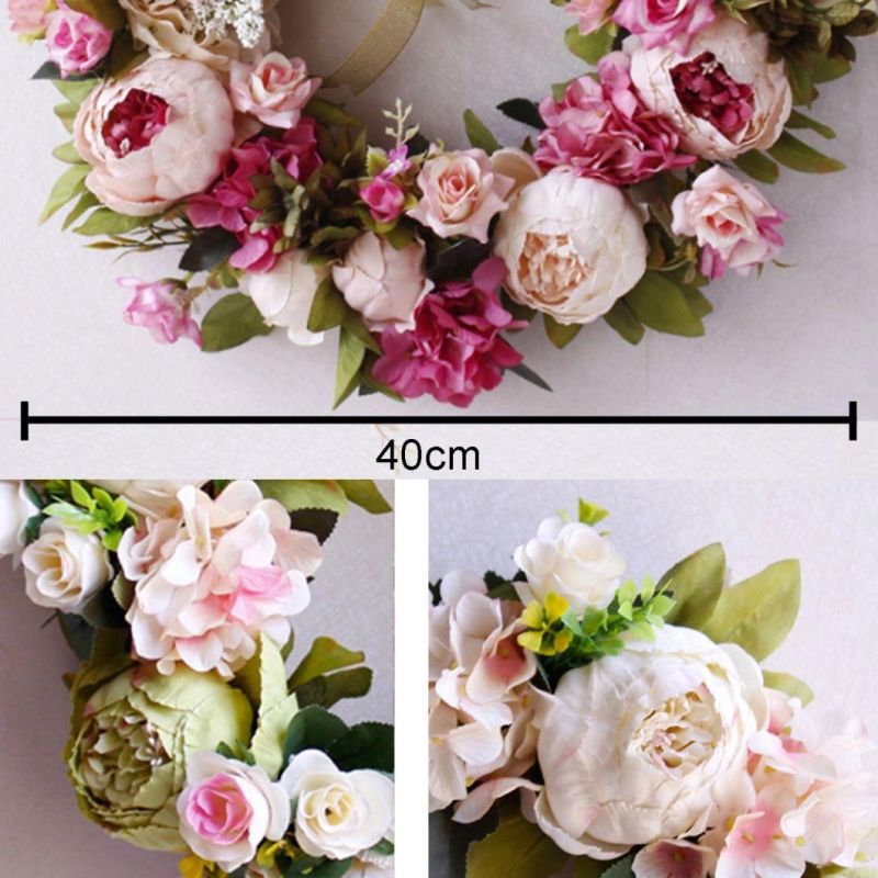 Decorative Fake Silk Artificial Pink Rose Flower for Wedding Bouquet