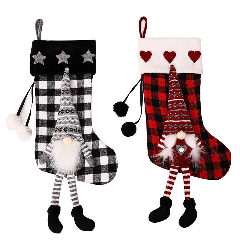 New Red and Black Gingham Christmas Stockings, Christmas Decorations, Gift Bags and Decorations