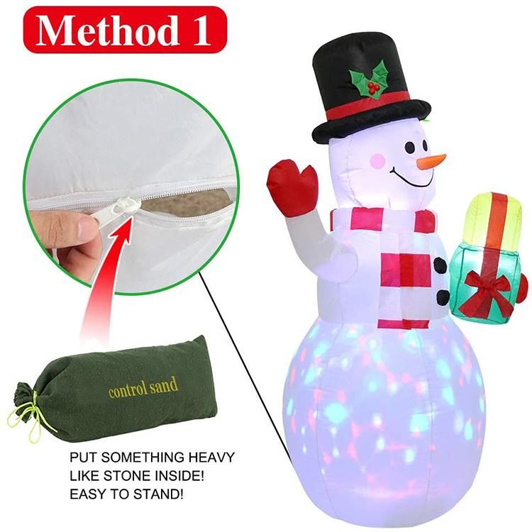 Merry Christmas Colorful LED Lights 5FT High Inflatable Christmas Snowman