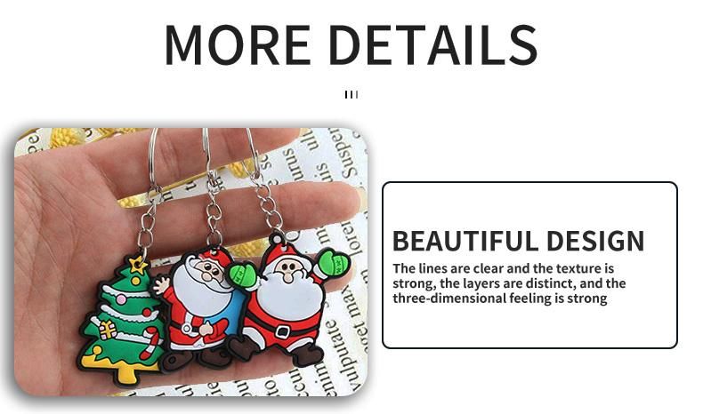 Christmas Decoration Gift Cartoon Key Pendant Silicone Christmas Themed Keychains