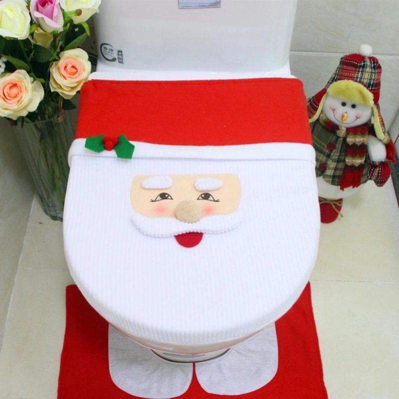 Santa Claus Toilet Seat Cover Christmas Decorations for Home Bathroom