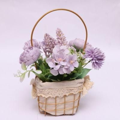 Plastic Artificial Flower Home Decoration with Ornament