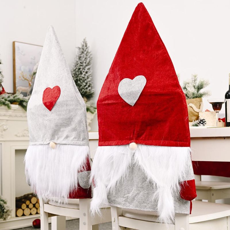 Xmas Home Dining Chair Slipcovers Christmas Restaurant Back Chair Cover Santa Claus Decoration