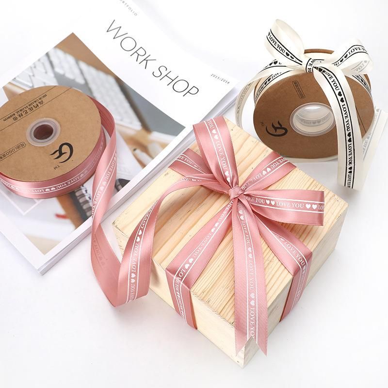 Customized Decoration Christmas Valentine′ S Day Packaging Webbing 2.5 Cm Printed Ribbon Gift Box Ribbon