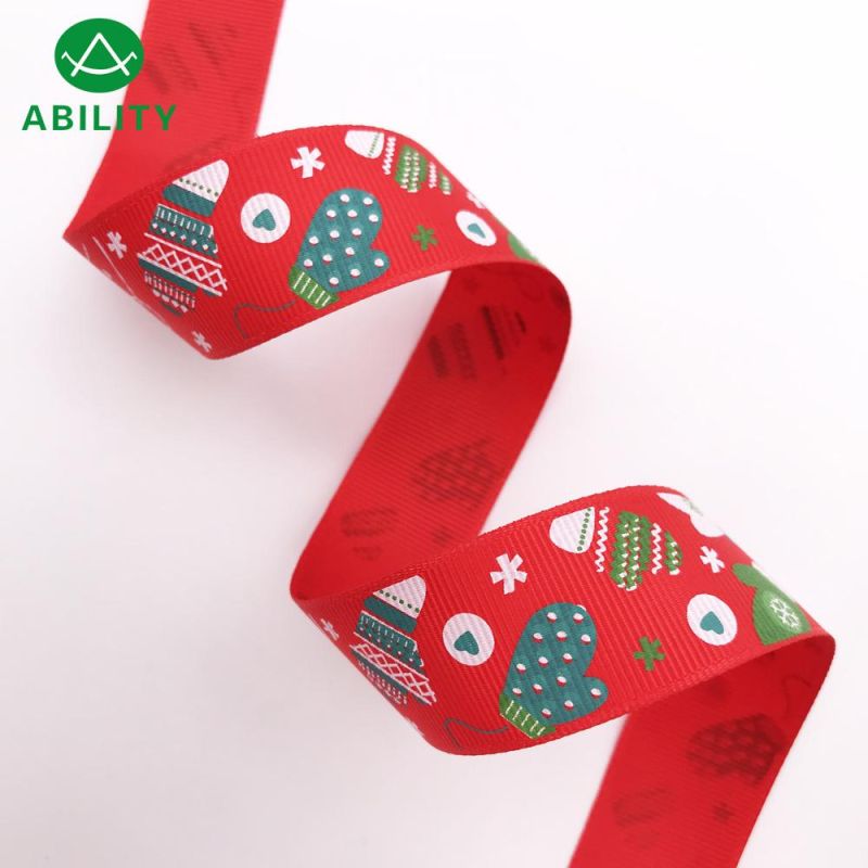Printing Christmas Grosgrain Ribbon for Wedding and Gift Box Packing