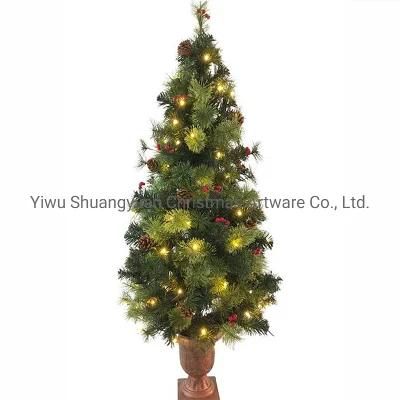 90cm 120cm 150cm Artificial Pre-Lit LED Light Pine Needle Tree in Pot Stand