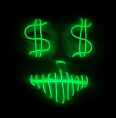 EL Cold Light Flash USD Dollar Mask Party Mask