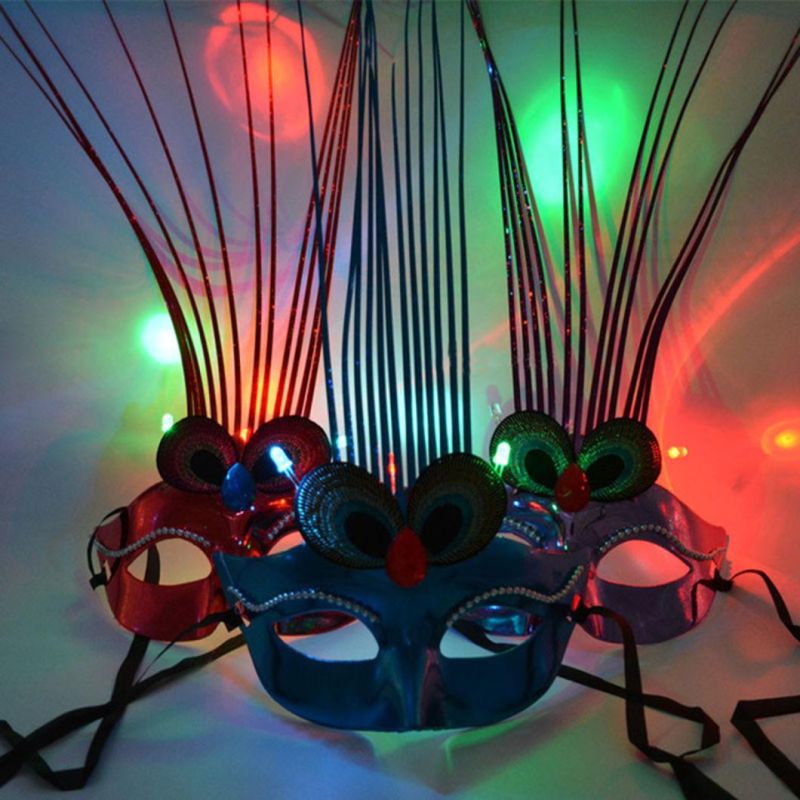 LED Light Masquerade Peacock Masks