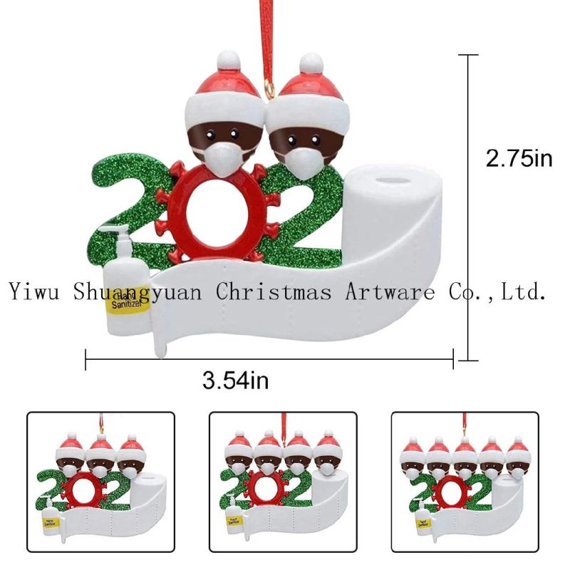 2020 Quarantine Christmas Decoration Personalized Quarantine Christmas Tree Hanging Survivor Family with Face Hand Sanitizer Christmas Ornament