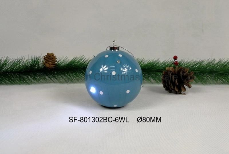 8cm Christmas paper Wrapped Ball with 6LED Tower Snowman Decoration for Holiday Wedding Party Decoration Hook Ornament Craft Gifts