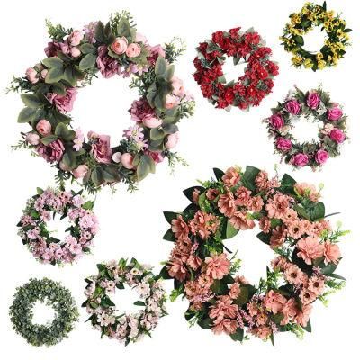 Floral Artificial Simulation Garland Wreath Pink Wreath Christmas Wreath for Home Door Christmas Wedding Party Decoration