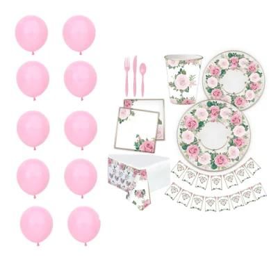 White Paper Plates and Napkins Cups Silverware Serves 25 Birthday Party Set for Home Decoration