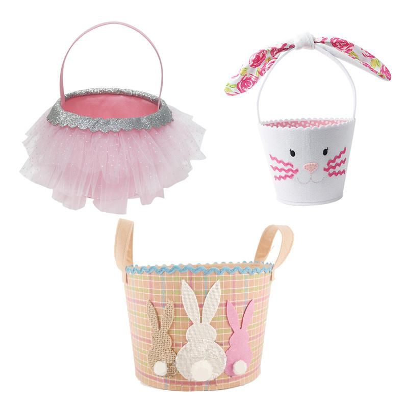 OEM&ODM Factory Direct Selling Easter Bunny Bucket Felt Candy Storage & Home Decor Easter Felt Hand Candy Busket Kids Easter Gift