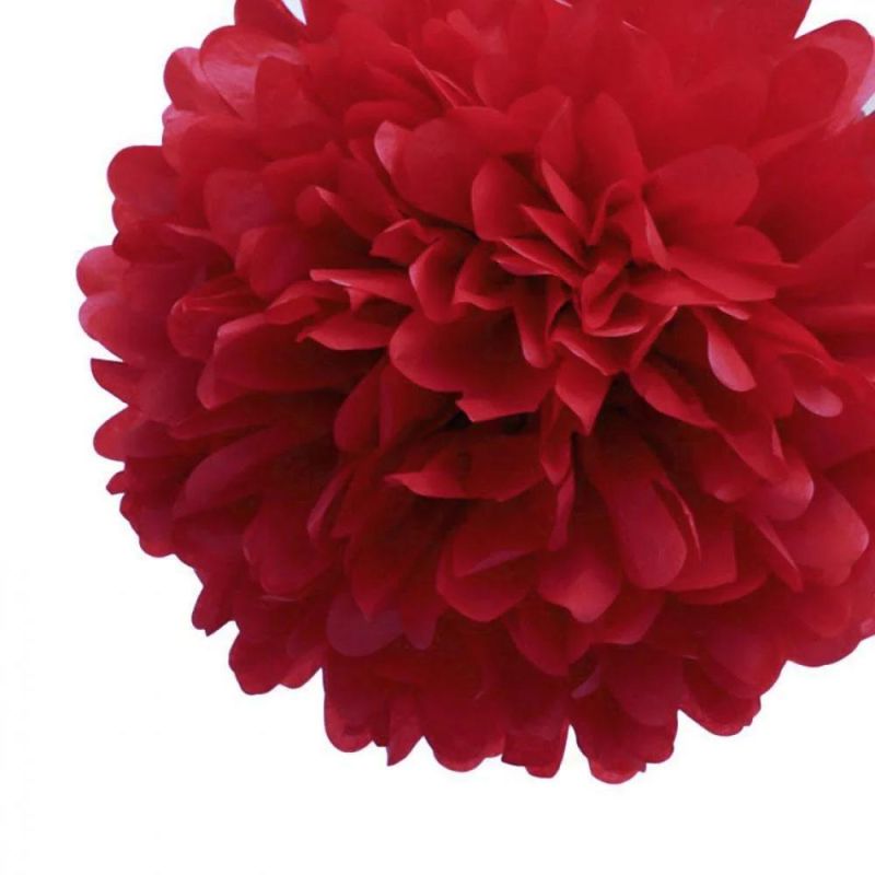 Wholesale Party Hanging Decoration 12 Inch Red Tissue Paper POM POM