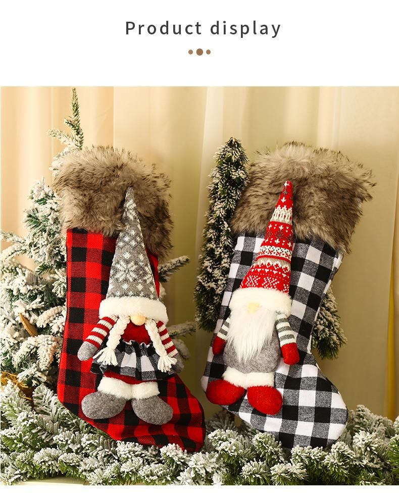 Christmas Decorations Three-Dimensional Figures Checkered Christmas Stockings Christmas Tree Pendants Gifts Gifts Candy Bags Pendants