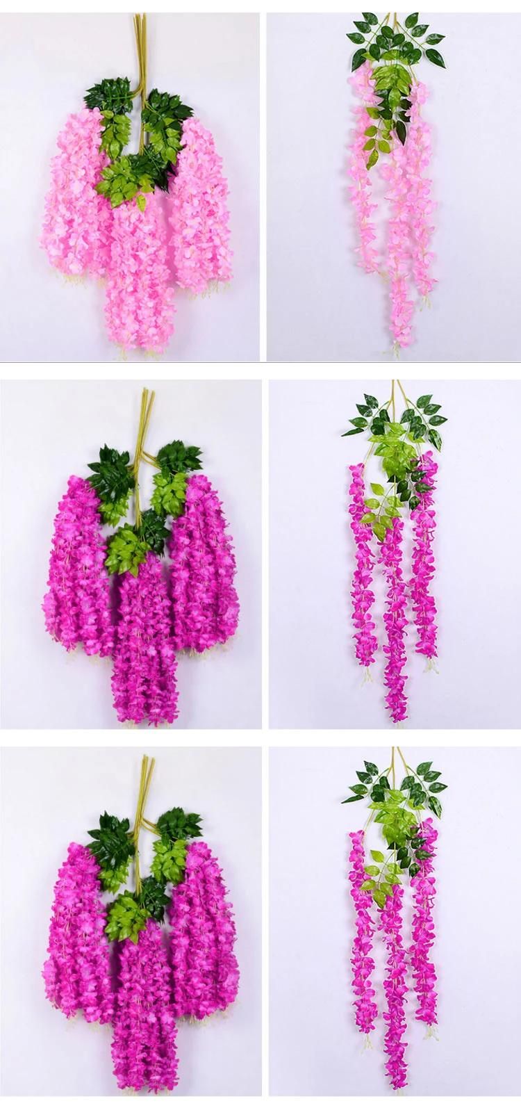 Artificial Wisteria Vine Ratta Wisteria Hanging Garland Silk Long Hanging Bush Flowers String Home Party Wedding Decor