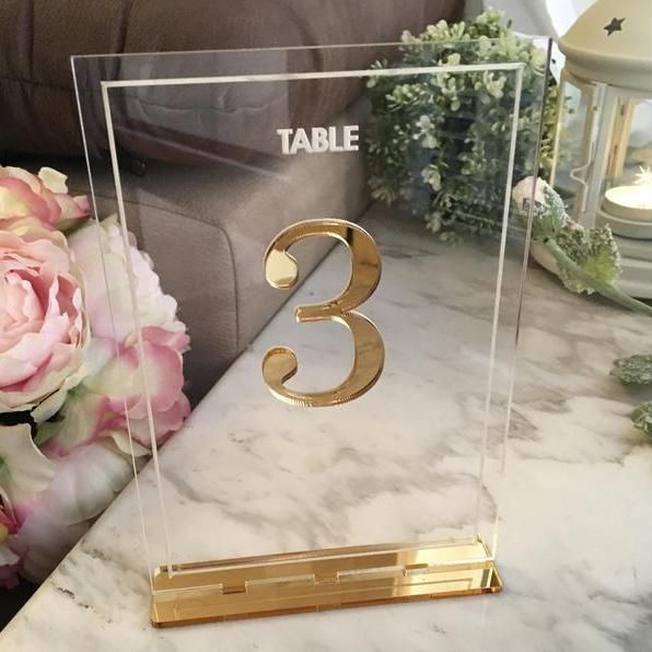 2021 Custom Place Card Mirror Clear Wedding Standing Acrylic Wedding Table Number