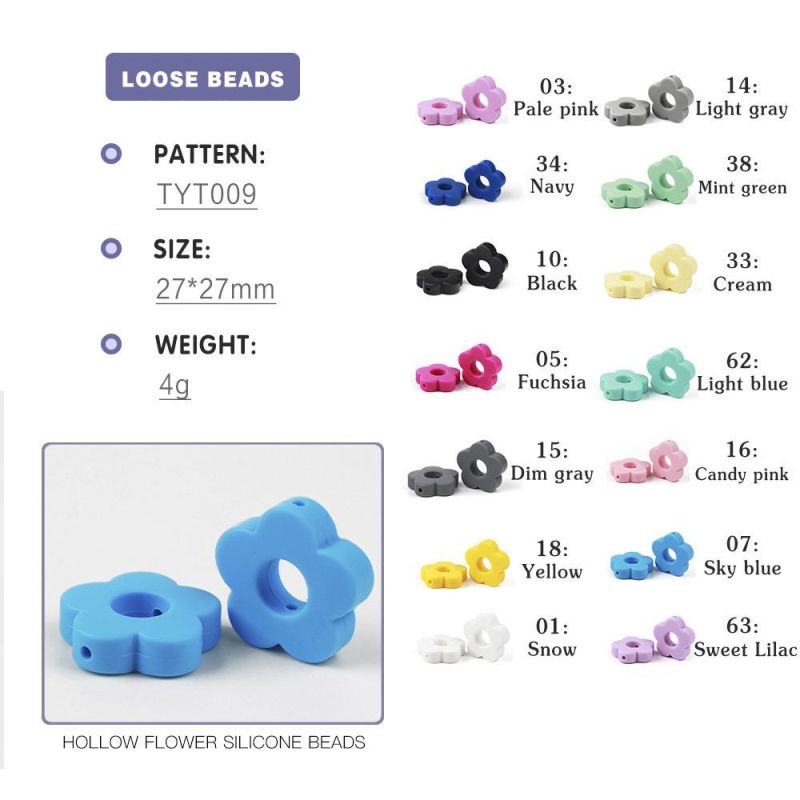 Baby Chewable Silicone Beads Flower DIY Baby Teething Beads Sun Flower BPA Free DIY Necklace Pacifier Chain Accessories