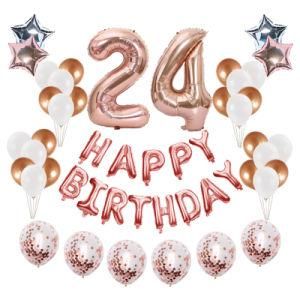 Birthday Deco Set Foil Balloons Years Birthday 24th Birthday Party Decoration