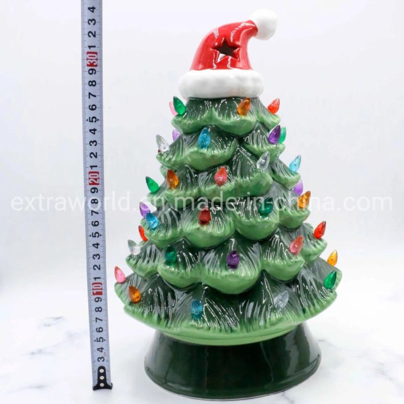 Hand-Painted Ceramic Christmas Tree Home Decoration Gift with LED Light